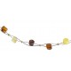 Collier ambre multicolore adulte sur cable d'acier