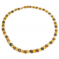Collier adulte avec bouton d'ambre véritable multicouleur