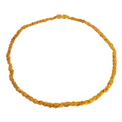 Petit collier d'ambre adulte, pétale d'ambre cognac