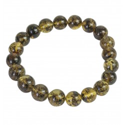 Bracelet d'ambre vert adulte, perle ronde