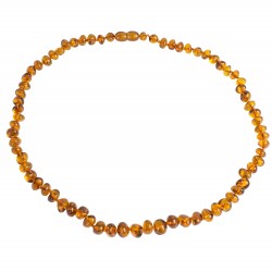 Collier ambre cognac adulte perle ronde