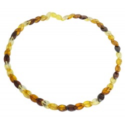 Collier d'ambre multicolore pierre losange