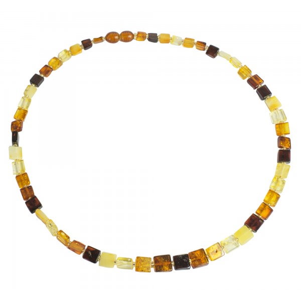 Collier ambre multicolore forme carré