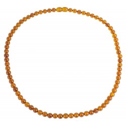 Collier d'ambre adulte couleur cognac perle extra ronde