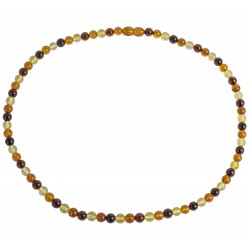 Collier d'ambre multicouleurs perle extra ronde