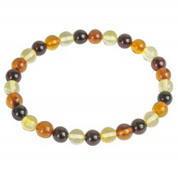 Bracelet d'ambre adulte multicouleurs, perle extra ronde