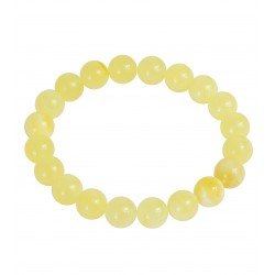 Bracelet en ambre blanc véritable, perle extra ronde