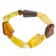 Bracelet en ambre multicolore avec 2 tailles de pierres