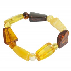 Bracelet en ambre multicolore avec 2 tailles de pierres