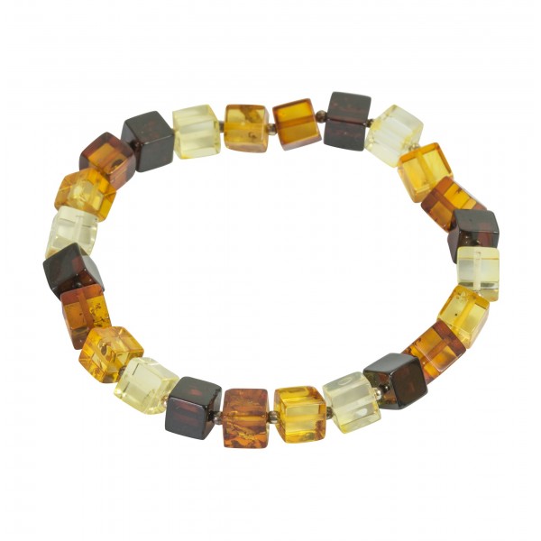 Bracelet ambre multicolore forme carré