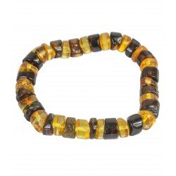 Bracelet en ambre multicouleur - pierres rondes polis et bruts