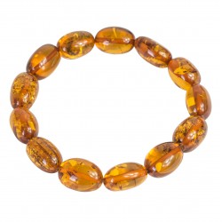 Bracelet d'ambre adulte, perle ovale couleur miel