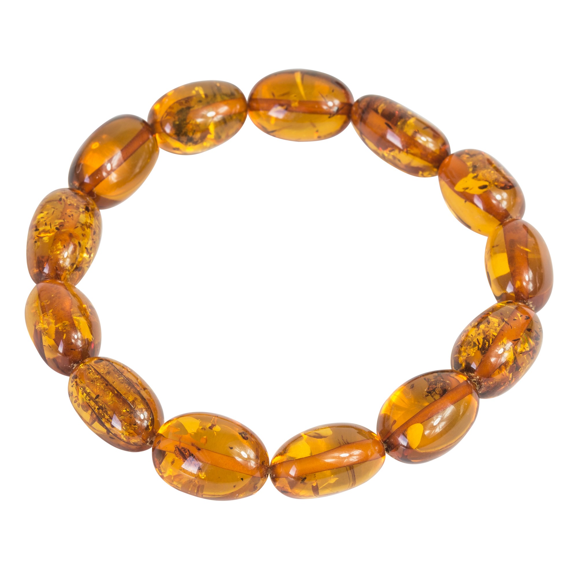 Bracelet Fantaisie Métal Doré Et Perles Jaunes Ambré - Vintage