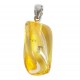 Pendentif ambre jaune avec inclusion d'insecte, crochet argent massif