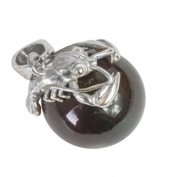925/1000 silver and lobster amber pearl pendant