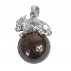 925/1000 silver and buffalo amber pearl pendant
