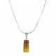 Collier ambre multicolore cognac et Argent 