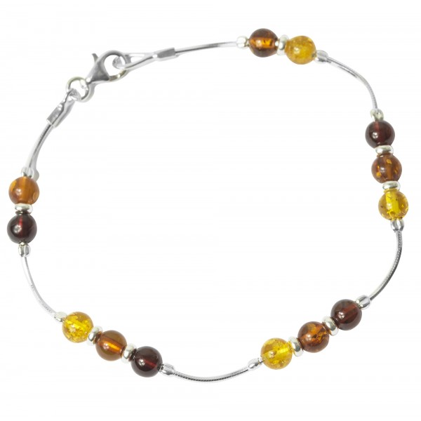 Bracelet amber multicolor and silver 925/1000