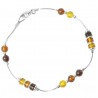 Bracciale ambra multicolore e argento 925/1000