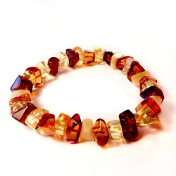Bracelet en ambre multicouleur - blanc, cognac, citron, miel