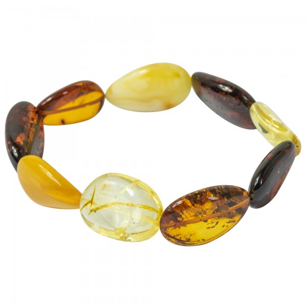 Bracelet d'ambre multi-couleur forme olive