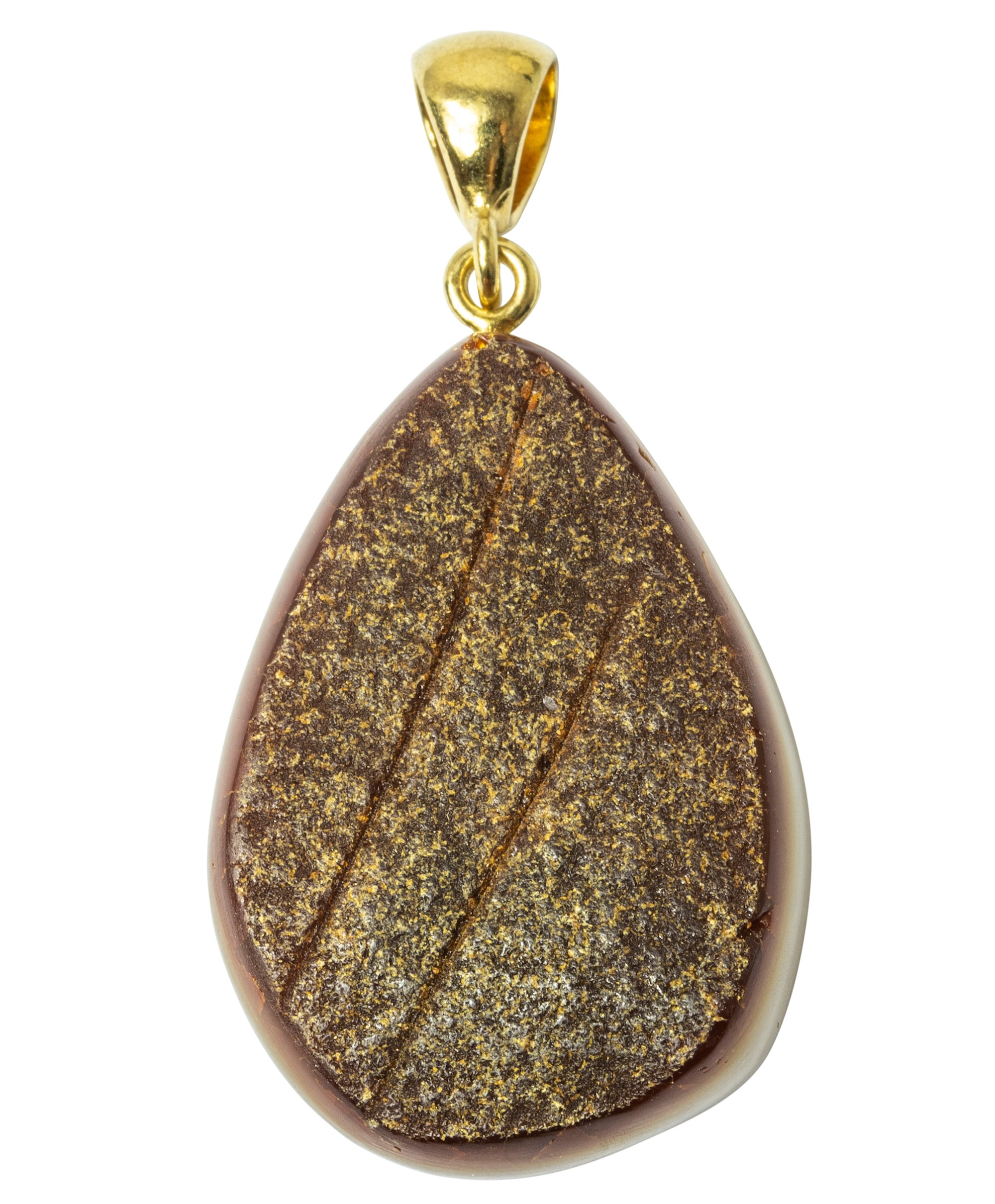 Pendentif AMBRE Jaune D'œuf - Perle En Argent 925 Plaqué Or - Ancien - Origine Lituanie