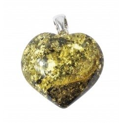 Coeur Ambre vert et Argent