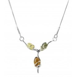Pendentif en Argent et trio de Perle d'Ambre