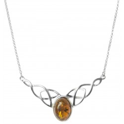 Collier en Argent et Ambre cognac