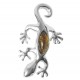 Pendentif Ambre et Argent forme Lézard