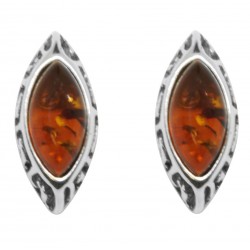 Earring Amber and Silver Greek style