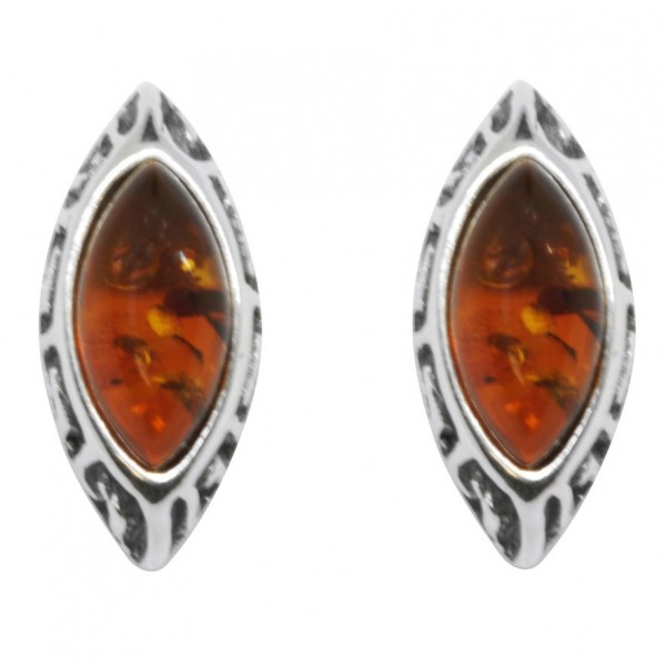 Boucle d'oreille Ambre et Argent style Grecque
