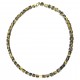 Collier Femme avec cube d'ambre vert naturel et cube plaqué Or