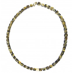 Ámbar multicolor collar de perlas cilíndrica