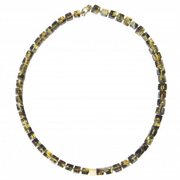 Amber necklace multicolored cylindrical pearl