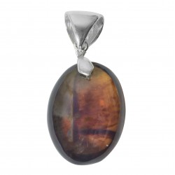 Pendentif argent 925/1000 avec pierre d'ambre bleu