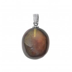 925/1000 ciondolo in argento con bianco ambra foglio sotto forma di pietra