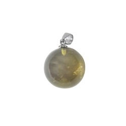 925/1000 ciondolo in argento con bianco ambra foglio sotto forma di pietra