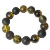 Bracelet avec grosses perle d'ambre naturel de couleur verte