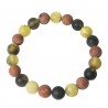 Bracelet d'Ambre brut de couleur vert & blanc accompagné de perle de Corail