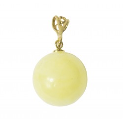 Pendentif perle d'ambre blanc extra ronde