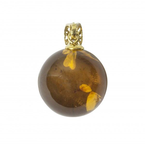 Pendentif perle d'ambre naturel couleur miel