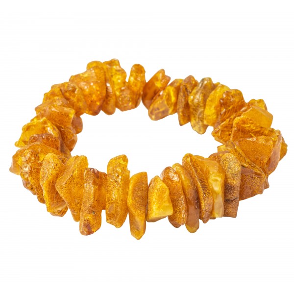 Bracelet éclat d'ambre brut de couleur miel