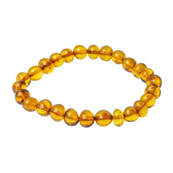 Bracelet adulte perle ronde baroque d'ambre miel