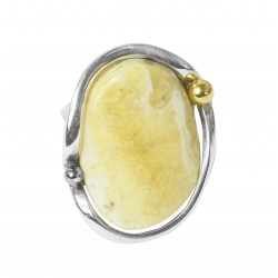 Anello ambra reale e argento 925/1000