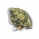 Grosse bague d'ambre vert et argent 925/1000 avec perle plaqué Or