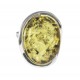 Grande anello ambra ciliegia e argento 925/1000