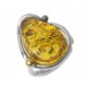 Big ring of amber cherry and silver 925/1000