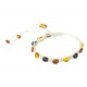 Bracelet ambre multicolore sur ficelle blanche