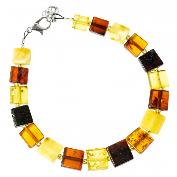 Bracelet carré d'ambre multicolore